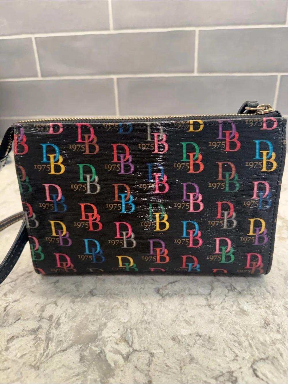 Dooney & Bourke Janine Crossbody Bag Multicolor DB 1975 Monogram Black